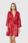 Aria’s Closet Kırmızı Kısa Saten Sabahlık