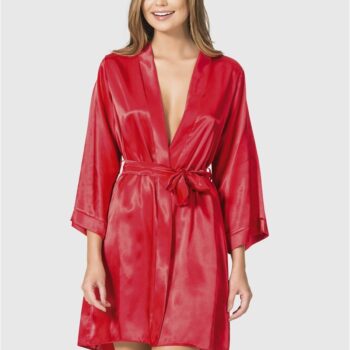 Aria's Closet Kırmızı Kısa Saten Sabahlık