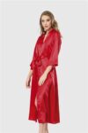 Aria’s Closet Kırmızı Uzun Saten Sabahlık