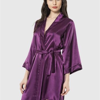 Aria's Closet Mor Kısa Saten Sabahlık