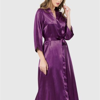 Aria's Closet Mor Uzun Saten Sabahlık