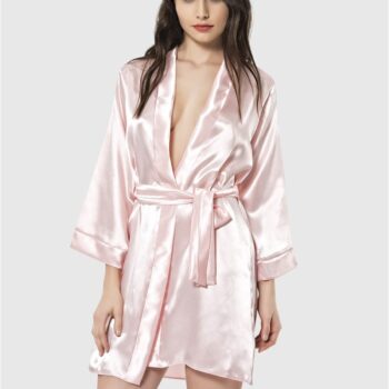 Aria's Closet Somon Kısa Saten Sabahlık