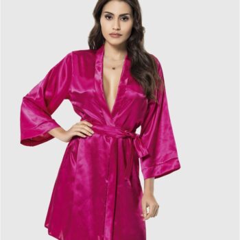 Aria's Closet Vişne Kısa Saten Sabahlık