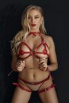 Aria’s Closet Fantezi Sütyen Külot Kelepçeli Kırmızı Harness Set