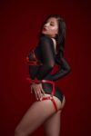 Aria’s Closet Fantezi Sütyen Külot Kelepçeli Kırmızı Harness Set