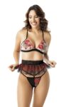 Aria’s Closet Nakış Detaylı Fantazi Sütyen Tanga String Takımı