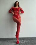 Aria’s Closet Özel Tasarım Kırmızı Taşlı Fantezi Vücut Çorabı