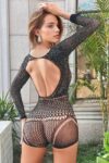 Aria’s Closet Özel Tasarım Sırt Detay Siyah Taşlı Fantezi Vücut Çorabı