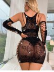 Aria’s Closet Özel Tasarım Siyah Taşlı Fantezi Vücut Çorabı