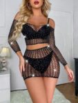 Aria’s Closet Özel Tasarım Siyah Taşlı Fantezi Vücut Çorabı