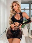 Aria’s Closet Özel Tasarım Siyah Taşlı Fantezi Vücut Çorabı