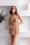 TRANSPARAN BABYDOLL VE STRİNG TAKIM CAPPUCİNO (MGP31932)