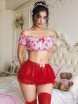 Aria’s Closet Kalp Desenli Fantezi Kırmızı Gecelik