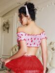 Aria’s Closet Kalp Desenli Fantezi Kırmızı Gecelik