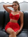 Aria’s Closet Kırmızı Tül Fırfırlı Etekli Sütyen Takım