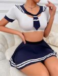 Aria’s Closet Lacivert Büstiyerli Mini Etekli Fantezi Denizci Kostümü