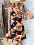 Aria’s Closet Lacivert Çiçekli Desenli Midi Saten Gecelik
