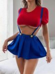 Aria’s Closet Mavi Kırmızı Fantezi Etekli Takım