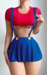 Aria’s Closet Mavi Kırmızı Fantezi Etekli Takım