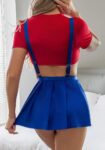 Aria’s Closet Mavi Kırmızı Fantezi Etekli Takım