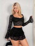 Aria’s Closet Siyah Dantelli Etekli Fantezi Bolero Bustiyer Takım