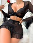 Aria’s Closet Siyah Dantelli Etekli Fantezi Tül Bolero Sütyen Takım