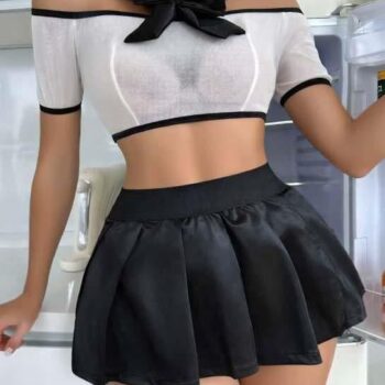 Aria's Closet Transparan Mini Etekli Kurdela Detaylı Fantezi Kostüm
