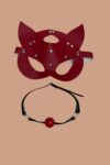 Aria’s Closet Kırmızı Deri Maske ve Ağız Topu Harness Aksesuar