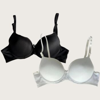 Aria's Closet Siyah-Beyaz 2'li Mikro Kumaş Push Up Dolgulu Balenli Günlük Destekli Sütyen