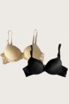 Aria’s Closet Siyah-Ten 2’li Mikro Kumaş Push Up Dolgulu Balenli Günlük Destekli Sütyen