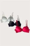 Aria’s Closet Beyaz-Siyah-Kırmızı 3’lü Mikro Kumaş Push Up Dolgulu Balenli Günlük Destekli Sütyen