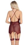 Aria’s Closet Bordo Dantel İşlemeli Göğüs İp Detaylı Fantezi Jartiyer Takımı