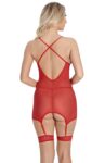Aria’s Closet Kırmızı Dantel İşlemeli Göğüs İp Detaylı Fantezi Jartiyer Takımı