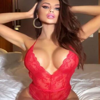 Aria's Closet Kırmızı Dekolteli Dantelli Fantezi Askılı Babydoll