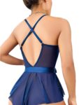 Aria’s Closet Mavi Dantel İşlemeli Kurdelalı Fantezi Tül Babydoll