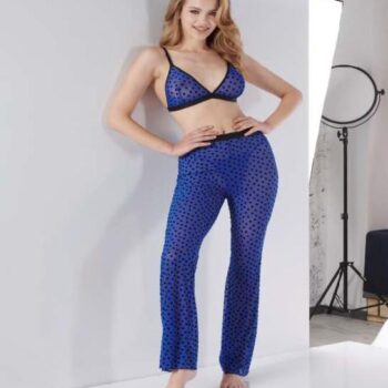 Aria's Closet Mavi Transparan Fantezi Sütyen Pijama Takımı