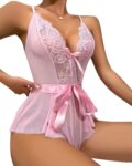 Aria’s Closet Pembe Dantel İşlemeli Kurdelalı Fantezi Tül Babydoll
