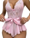 Aria’s Closet Pembe Dantel İşlemeli Kurdelalı Fantezi Tül Babydoll