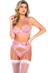 Aria’s Closet Pembe Dantel İşlemeli Zincir Detaylı Fantezi Jartiyer Takımı