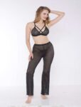 Aria’s Closet Siyah Transparan Göğüs İp Detaylı Fantezi Sütyen Pijama Takımı