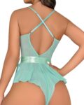 Aria’s Closet Yeşil Dantel İşlemeli Kurdelalı Fantezi Tül Babydoll