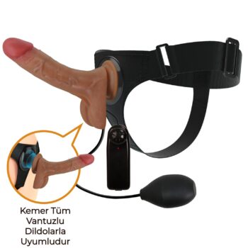 20 cm belden baglamali titresimli ve bosalabilir strapon penis oher 02