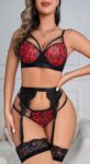 Arias Closet Kırmızı Leopar Desenli Fantezi Jartiyer Takımı