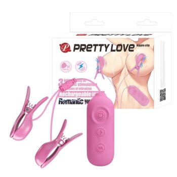 Romantic Wave - USB'den Şarjlı Titreşim & Elektro Şok Mandallı Göğüs Uyarıcı