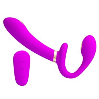 usb sarjli strapless cift tarafli titresimli ve elektro soklu strapon vibrator thunderbird 02