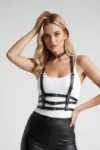 Gömlek ve T-Shirt Üzeri 3 Sıralı Şık Deri Kemer ve Choker – APFT615