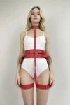 Kelepçeli Şık Deri Harness Takım